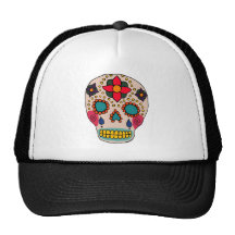Mexican Folk Art Sugar Skull Mesh Hat
