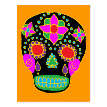 Mexican Folk Art Sugar Skull Postcards