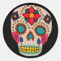 Mexican Folk Art Sugar Skull Sticker