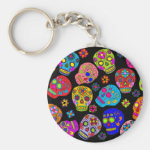 Mexican Folk Art Sugar Skulls Key Chains