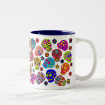 Mexican Folk Art Sugar Skulls Mugs