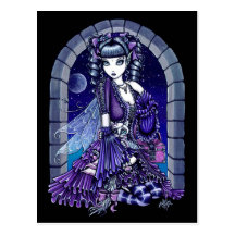 "Mia" Twilight Moon Fairy & Kitty Postcard