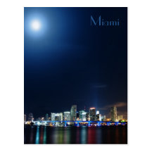 Miami skyline at night panorama - Postcard