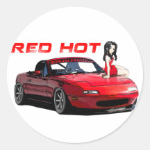 Miata MX-5 Red Hot Round Sticker