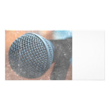 mic close up photo grunge overlay colour music customised photo card