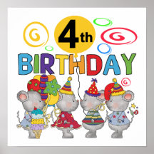 Mice 4th Birthday T-shirts and Gifts Print