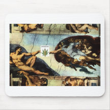 Michelangelo_Buonarroti_Creation of Adam cornnabis Mouse Pads