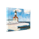 Michigan City Lighthouse Wrapped Canvas Print