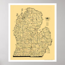 Michigan Railroad Map 1897 Print