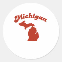 MICHIGAN Red State Round Stickers