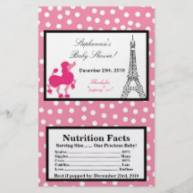 Microwave Popcorn Wrapper Pink Poodle Paris Eiffel Flyer