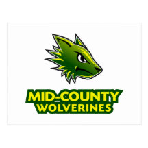 Mid-County Wolverines Football Postcard