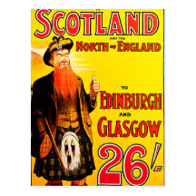 Midland Railway Scotland Bagpipe Kilt Travel Art Postcard