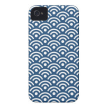 Midnight Blue Seigaiha Pattern Iphone 4/4S Case iPhone 4 Case-Mate Cases