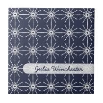 Midnight Blue Starburst Personalised Tile tiles
