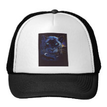 Midnight Leopard Portrait Trucker Hats