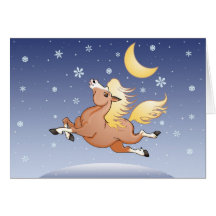 Midnight Snow gallop under the Moon Card