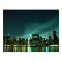 Midtown Manhattan skyline at Night Lights, NYC Post Card