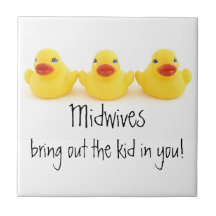 Midwives and Yellow Rubber Ducks Ceramic Tiles