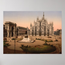Milan Cathedral and Piazza, Lombardy, Italy Posters