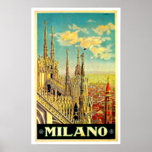 Milano / Milan Italy Cityscape Vintage Poster