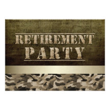 Military Fatigues Retirement Party Custom Invites