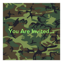 Military Green Camouflage Custom Invitation