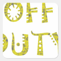 military Off Duty Black white yellow Square Stickers