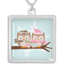 Military Owl Family Custom Necklace