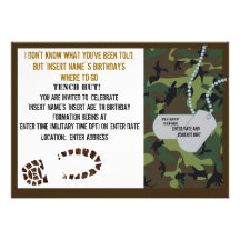 Military theme birthday party custom invite