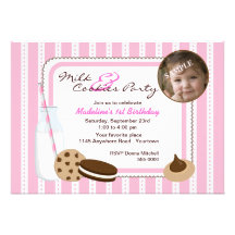Milk and Cookies Photo Birthday Custom Invitation