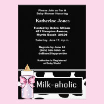Milkaholic Baby Girl Shower Invitation invitations