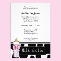 Milkaholic Baby Girl Shower Invitation invitations