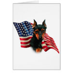 Miniature Pinscher (blk) Flag Greeting Cards