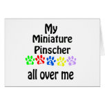 Miniature Pinscher Walks Design Greeting Card