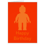Minifig [Large Orange] Happy Birthday Card cards