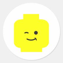 Minifig Winking Head by Customize My Minifig Round Sticker
