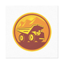 Mining Dump Truck Retro Canvas Print