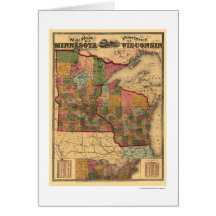 Minnesota & Wisconsin Railroad Map 1871 Card