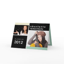 Mint black custom photo graduation announcement cards