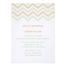 Mint & Brown Chevron Wedding Invitation