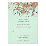 Mint Chocolate Vintage Floral Wedding Reply Card Personalised Announcements