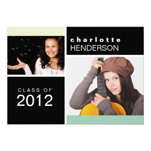 Mint colour block photo graduation announcement