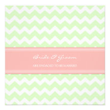 Mint Coral Chevron Engagement Party Invitations