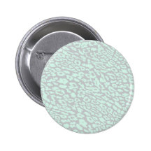 mint & gray leopard pinback buttons