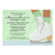 Mint Green Dark Skin Skate Laces Ice Skating Party Custom Announcement
