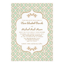 Mint Green Gold Moroccan Wedding Invitations
