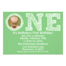 Mint Green The Big One First Birthday Party Invites