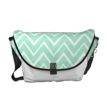 Mint green whimsical zigzag chevron pattern messenger bags