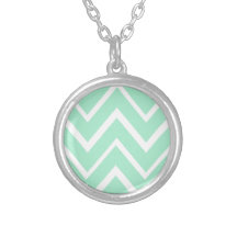 Mint green whimsical zigzag chevron pattern personalised necklace